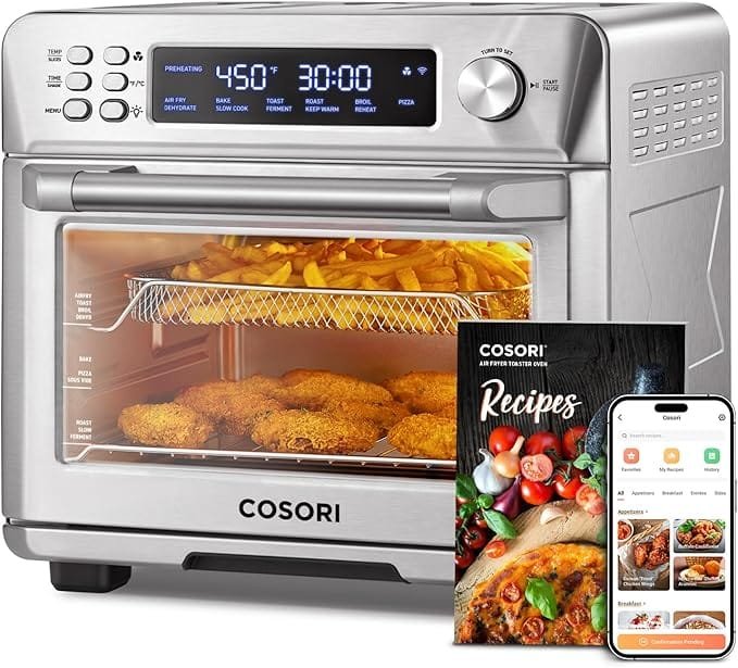 COSORI Smart - Combo de horno tostador y freidora de aire 11 en 1, encimera de horno de convección Airfryer, hornear, asar, recalentar, asar, deshidratar